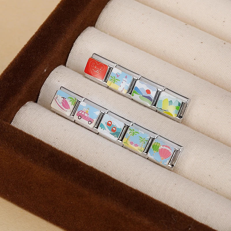 Charm Italiano Plano - Colección Paisajes y Aventura (Montaña, Playa, Surfing)