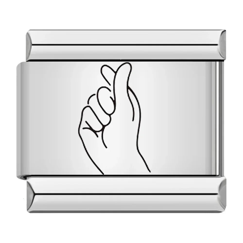 Charm Italiano Plano - Colección Gestos y Símbolos (Manos, Promesas y Suerte)