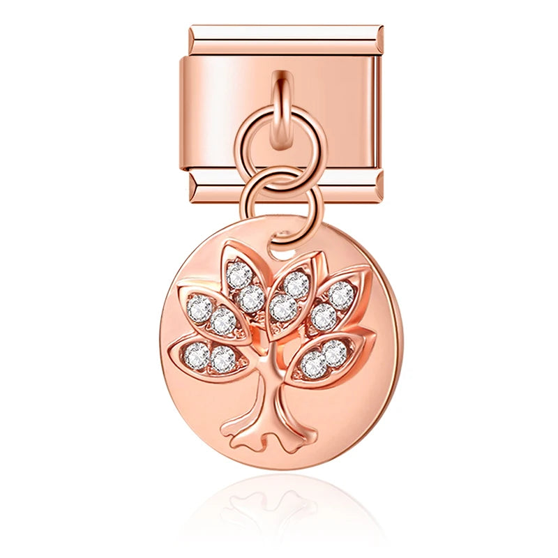 Charm Italiano Colgante - Colección Naturaleza y Familia (Niños, Flores, Luna)