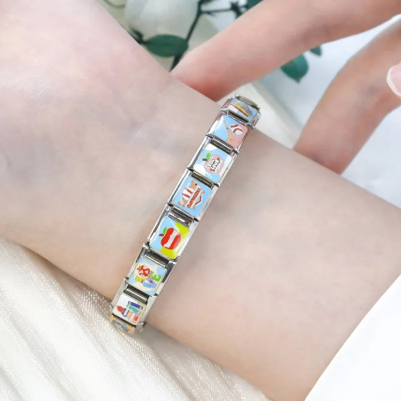 Charm Italiano Plano - Colección Escuela y Beisbol (Maestras y Deporte)