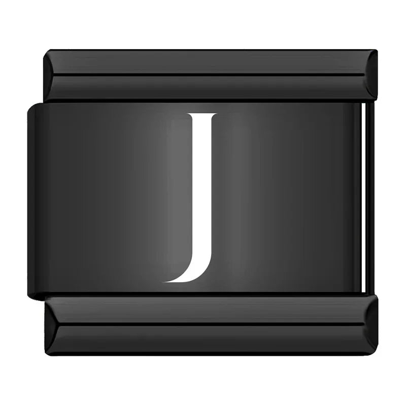 Charm Italiano Plano - Iniciales Contraste (Blanco sobre Negro)