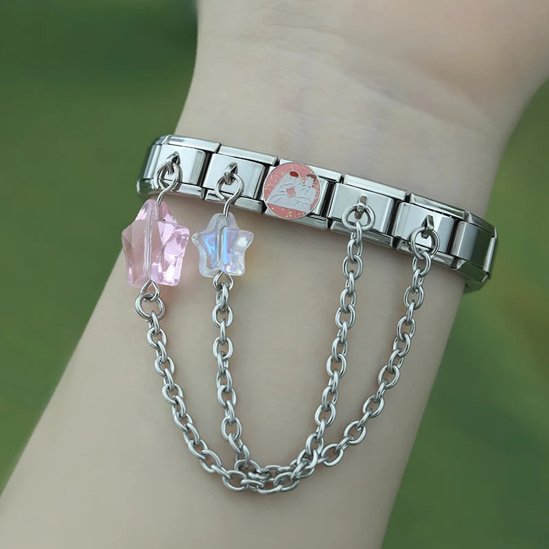 Charm Italiano Doble - Cadena con Estrella "Jelly" (Cielo y Mar)