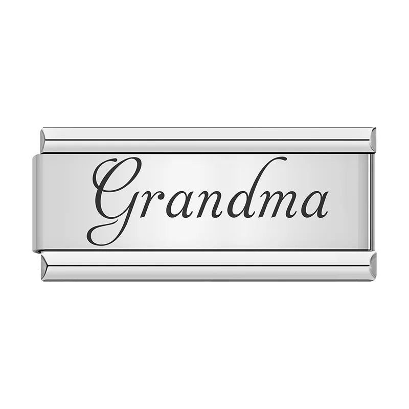 Charm Italiano Plano - Colección Familia Elegante y Brillos (Grabado Cursiva)