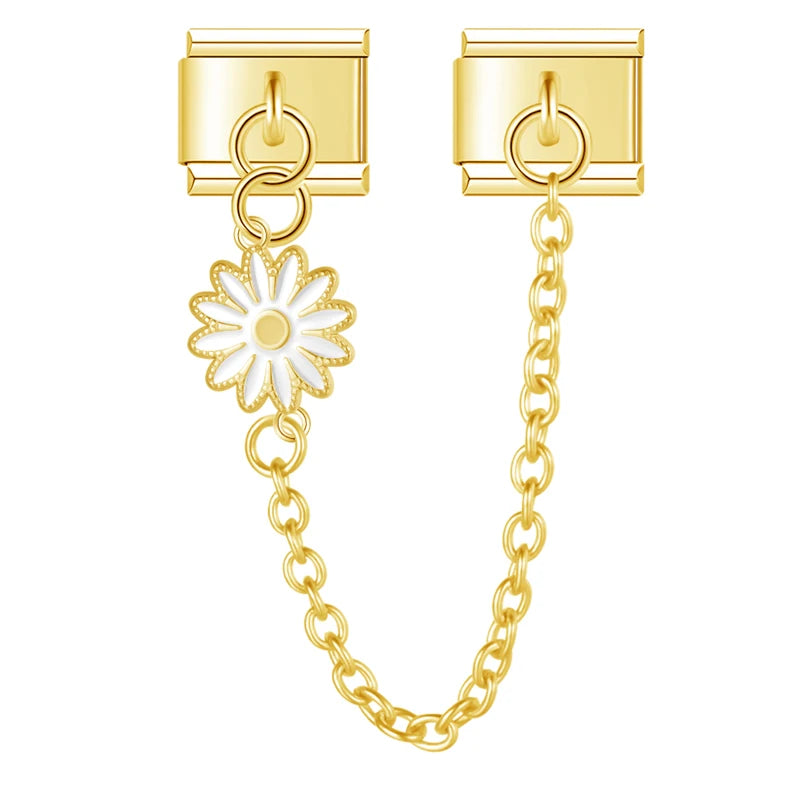 Charm Italiano Doble - Cadena con Margarita Colgante (Primavera Dorada)