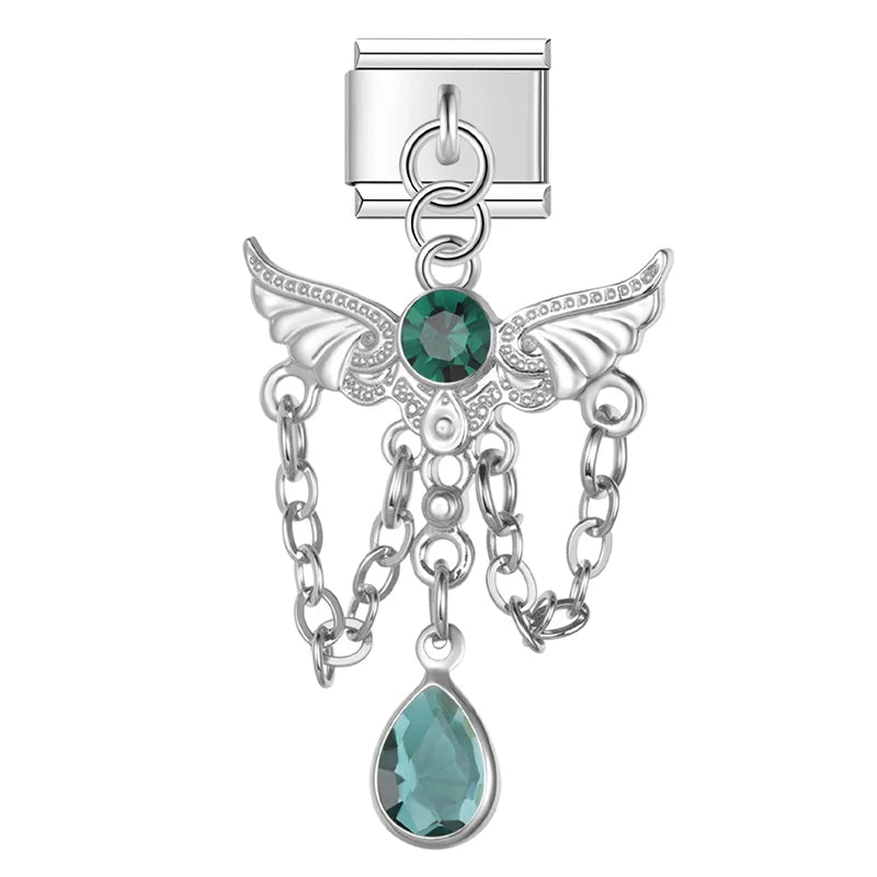 Charm Italiano Colgante - Ángel y Tassel de Cristal (Máximo Brillo)