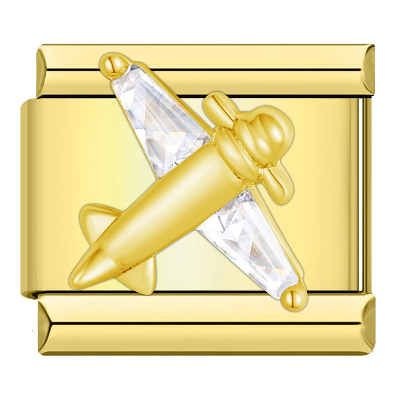 Charm Italiano Plano - Colección Romance Real (Coronas, Alas y Cristales Brillantes)