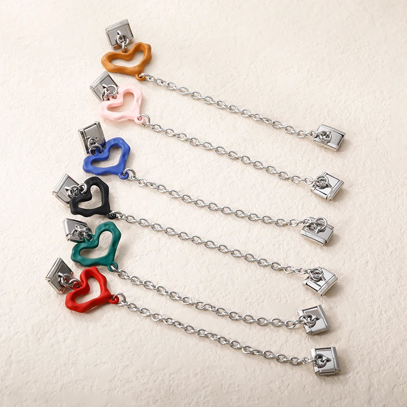 Charm Italiano Doble - Conector Corazón (Silueta Colgante y Cadena)