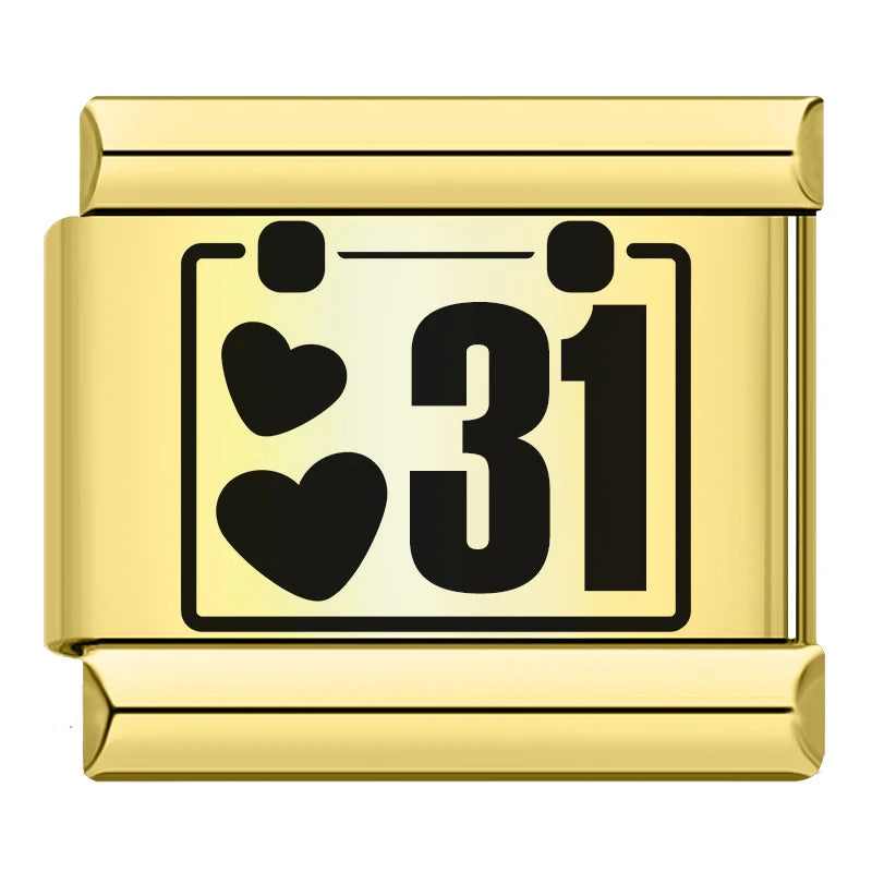 Charm Italiano Plano - Colección Días y Fechas (Calendario Completo 1-31)