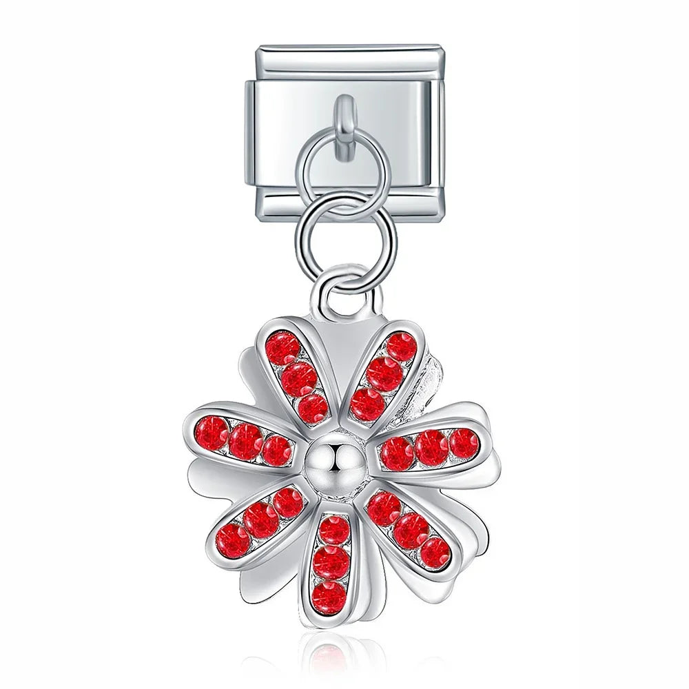 Charm Italiano Colgante - Colección Jardín Floral (Margaritas y Cristales)