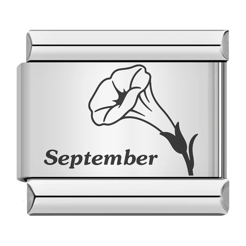 Charm Italiano Plano - Colección Flor del Mes de Nacimiento (12 Meses)