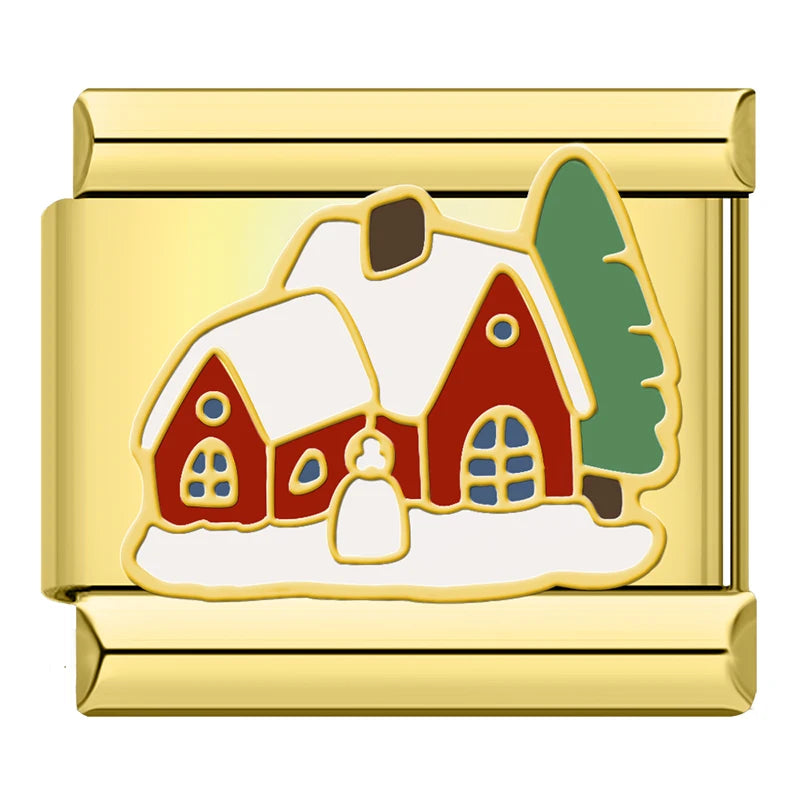 Charm Italiano Plano - Colección Navidad Clásica (Papá Noel, Árbol y Oro)