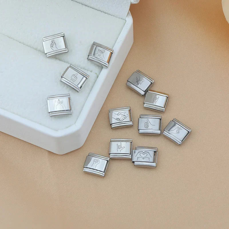 Charm Italiano Plano - Colección Gestos y Símbolos (Manos, Promesas y Suerte)