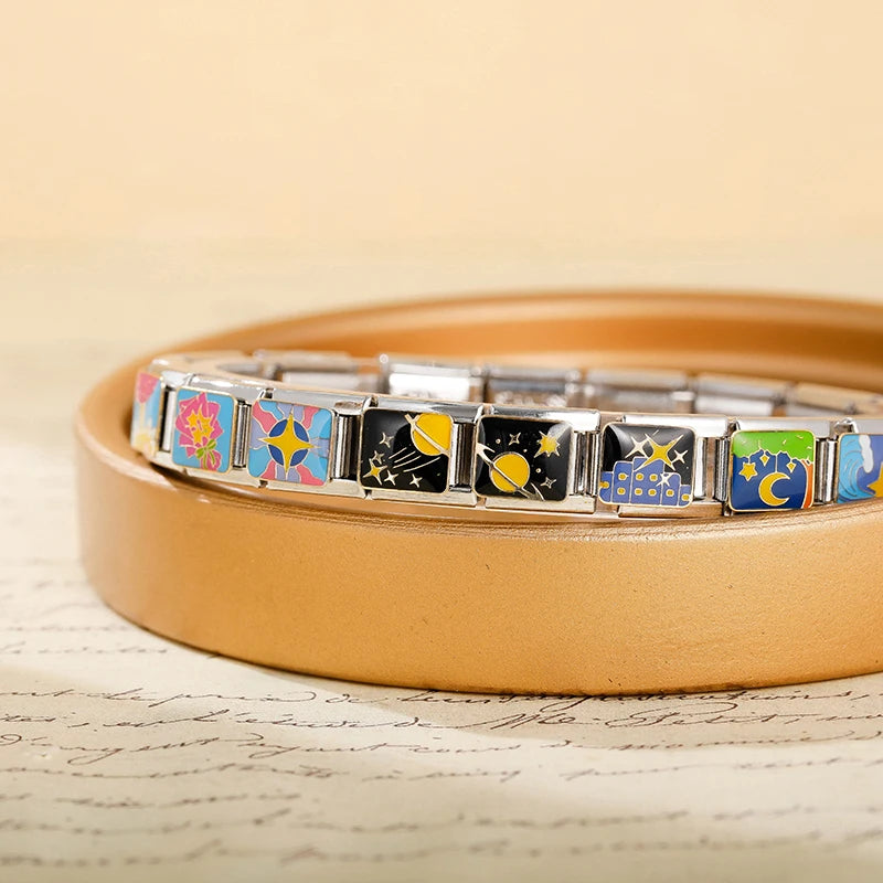 Charm Italiano Plano - Colección Noche Estrellada y Sueños (Arte Celeste)