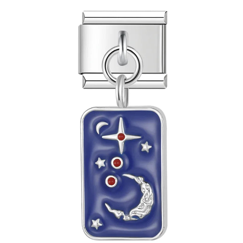 Charm Italiano Colgante - Colección Tarot y Cielo Estrellado (Azul Místico)