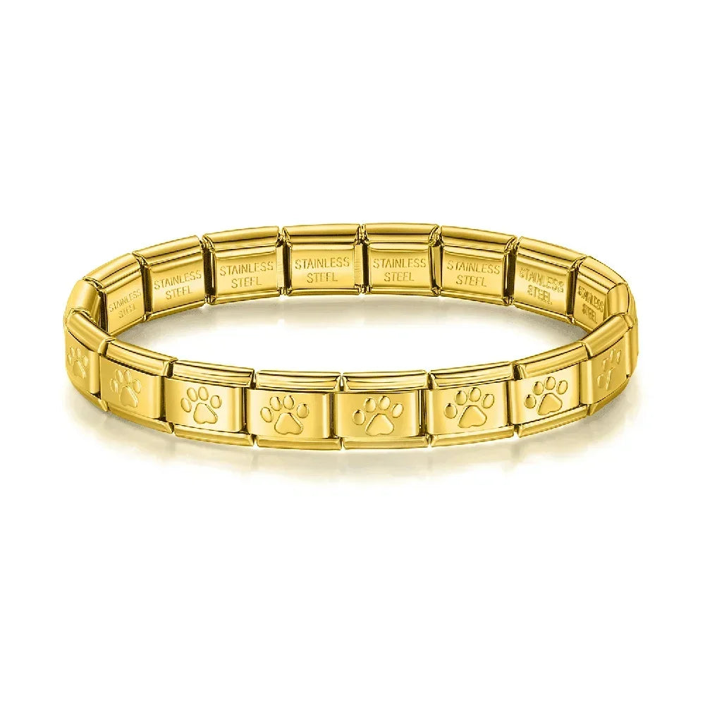 Complete Base Bracelet 9mm - Engraved Pattern (Silver, Gold and Rose Gold)