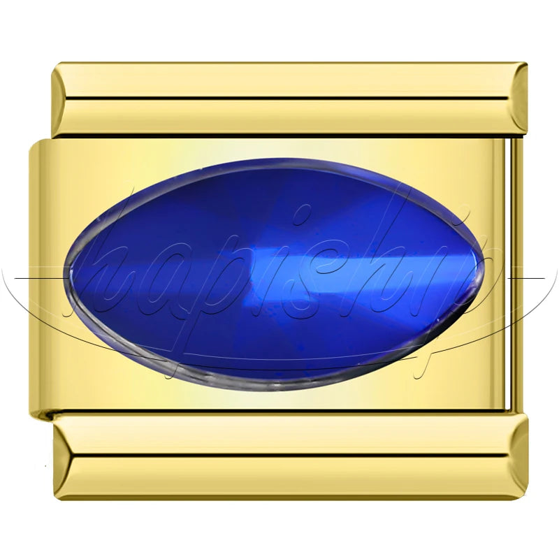 Charm Italiano Joya - Piedra Ovalada Facetada (Base Oro)