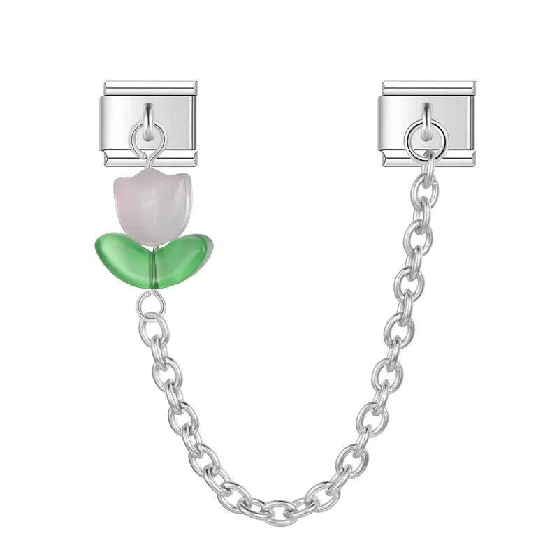 Charm Italiano Doble - Cadena con Tulipán (Joya Botánica)
