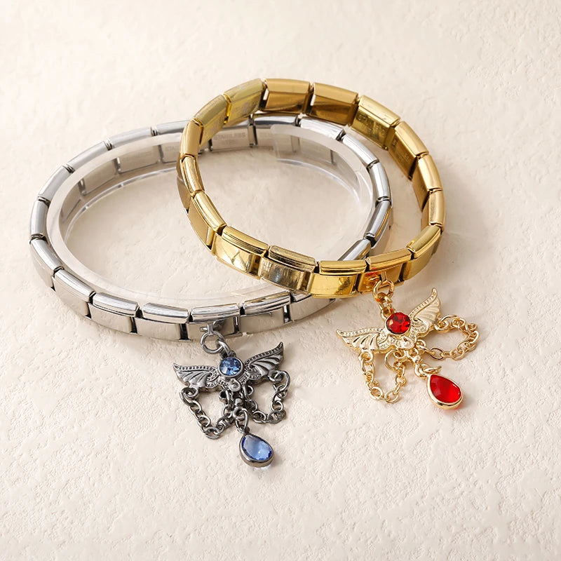 Charm Italiano Colgante - Ángel y Tassel de Cristal (Máximo Brillo)