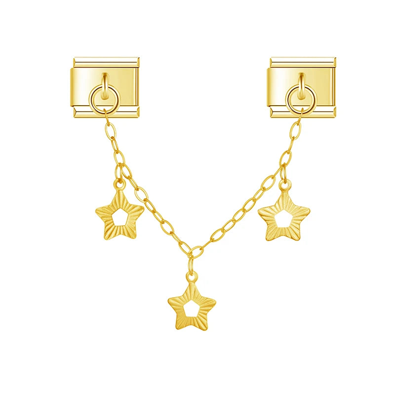 Charm Italiano Doble - Cadena de Motivos Celestiales (Oro)