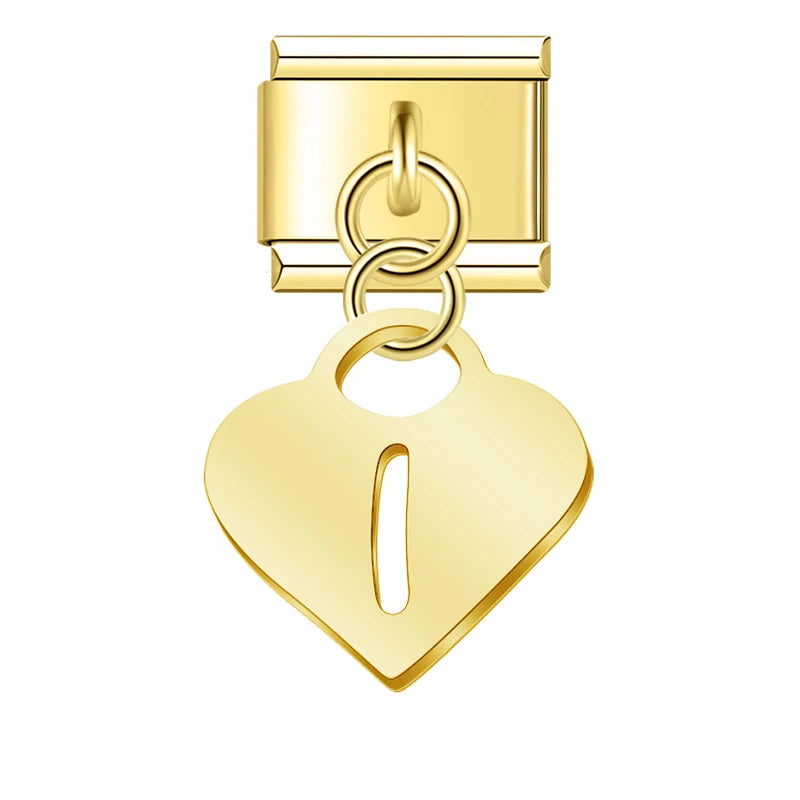 Charm Italiano Colgante - Inicial Corazón Dorado (Letras A-Z)