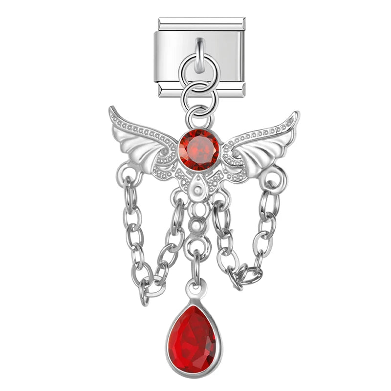 Charm Italiano Colgante - Ángel y Tassel de Cristal (Máximo Brillo)