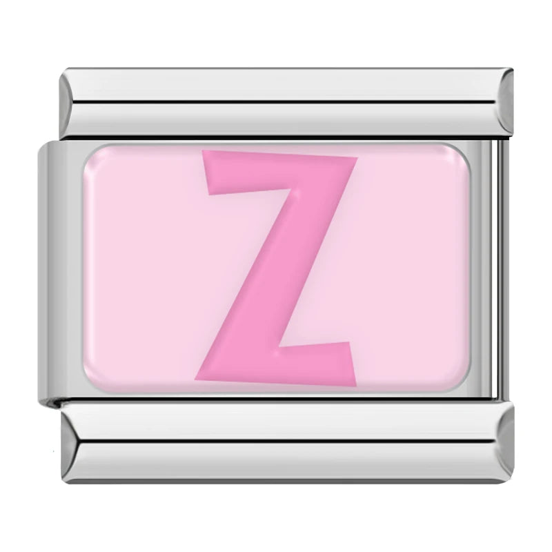 Charm Italiano Plano - Iniciales Rosa Pastel (Abecedario Completo)