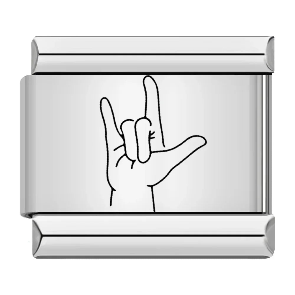 Charm Italiano Plano - Colección Gestos y Símbolos (Manos, Promesas y Suerte)