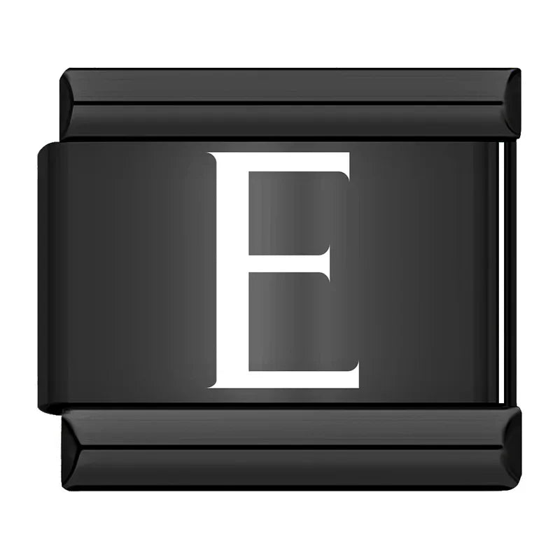 Charm Italiano Plano - Iniciales Contraste (Blanco sobre Negro)