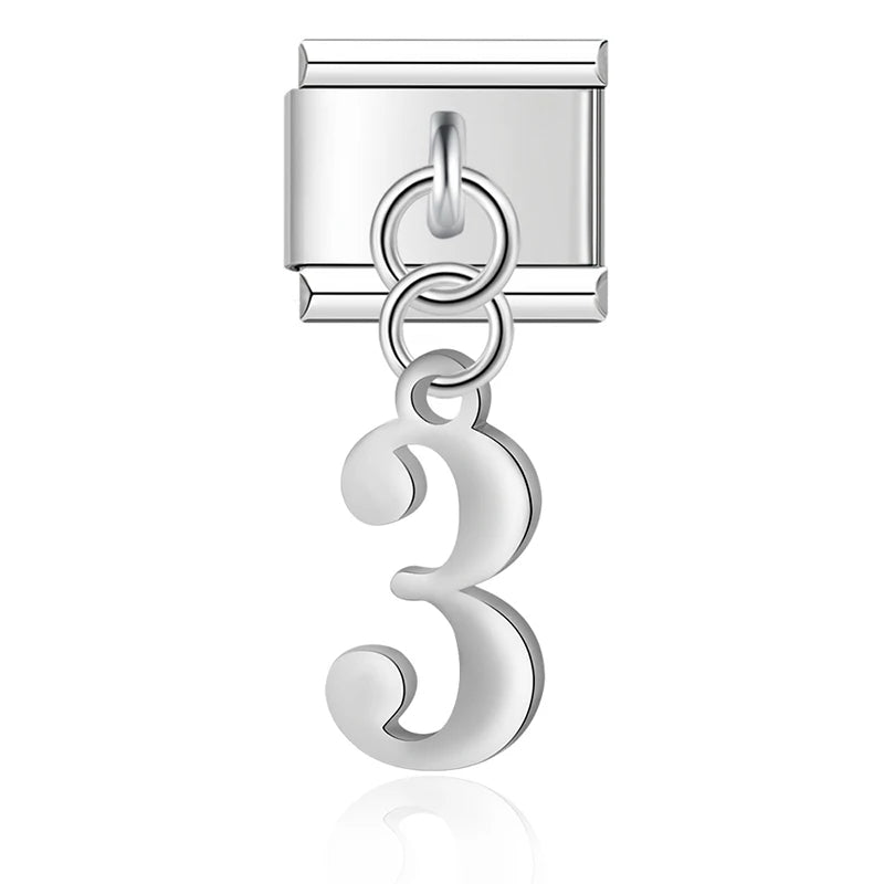 Charm Italiano Colgante - Dígitos Modulares (0-9) en Oro y Plata