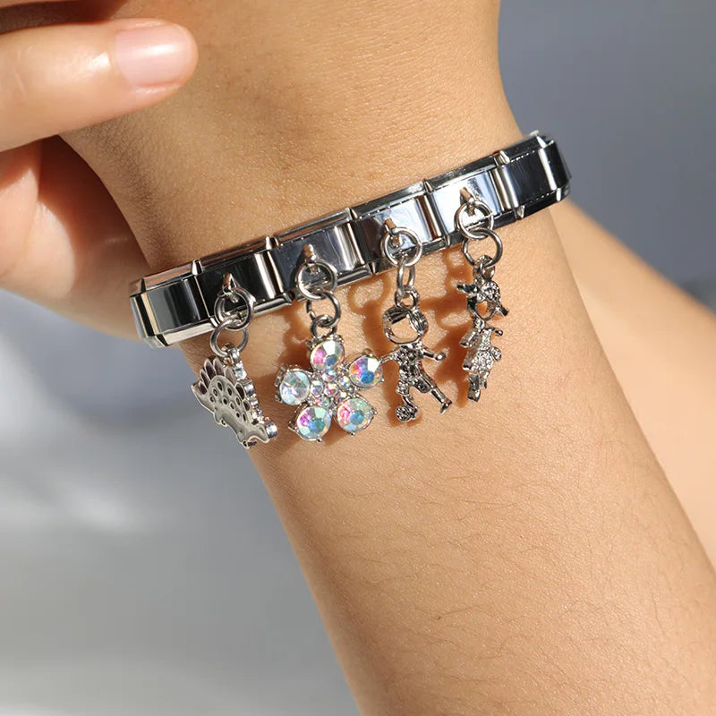 Charm Italiano Colgante - Colección Naturaleza y Familia (Niños, Flores, Luna)