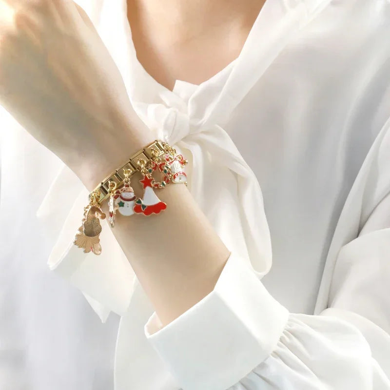 Charm Italiano Colgante - Colección Navidad Dorada (Árbol, Muñeco y Regalos)