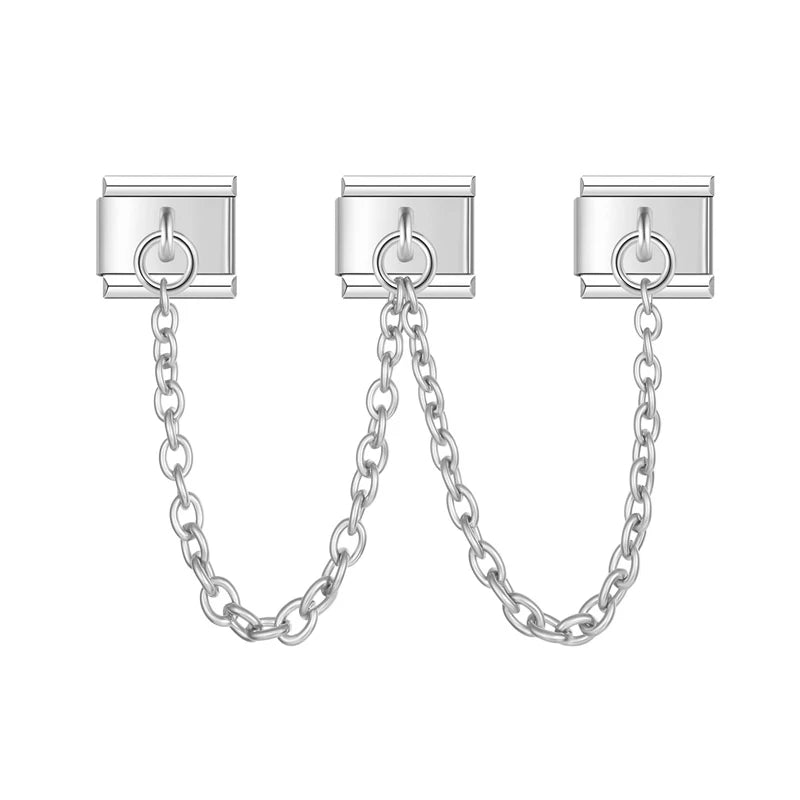 Charm de Seguridad Triple - Doble Cadena (Acero Minimalista)