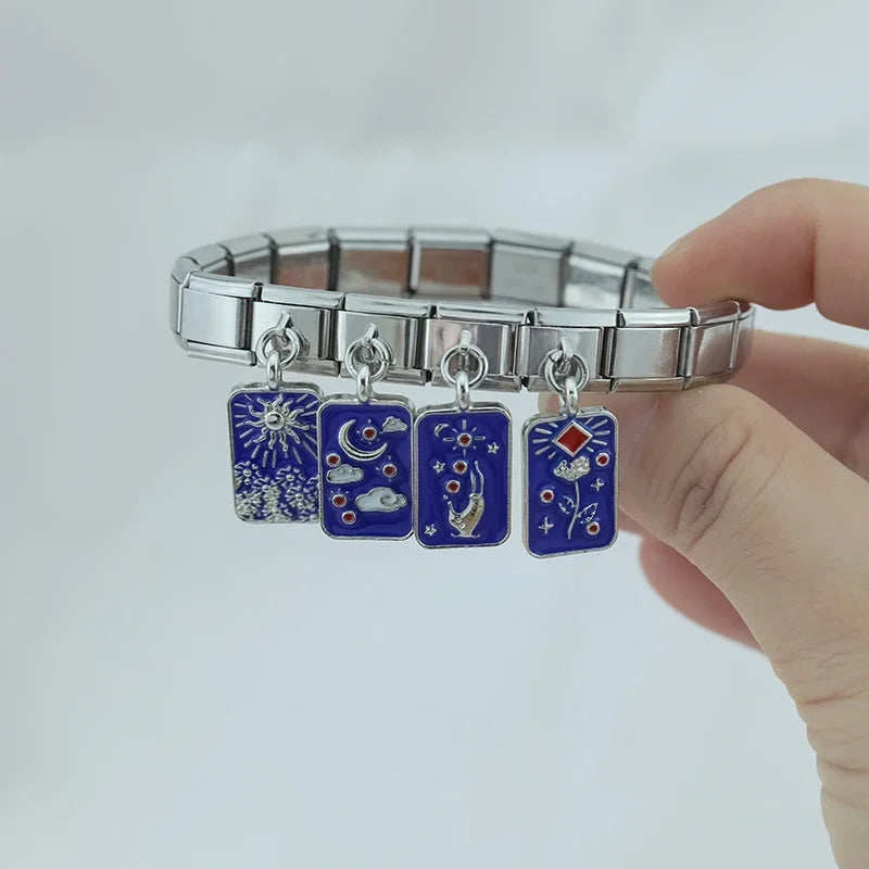 Charm Italiano Colgante - Colección Tarot y Cielo Estrellado (Azul Místico)
