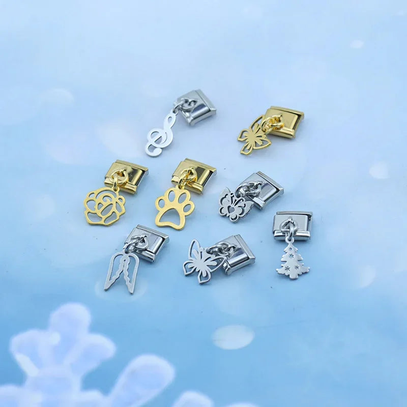 Charm Italiano Colgante - Símbolos Místicos y Celestiales (Luna, Estrella, Ala)