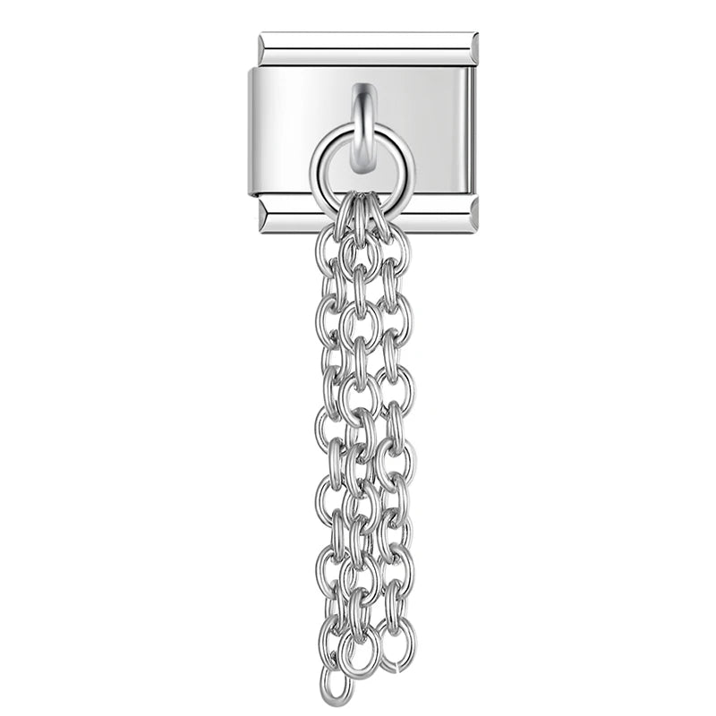 Charm Italiano Colgante - Borla de Cadenas (Efecto Cascada Metálica)