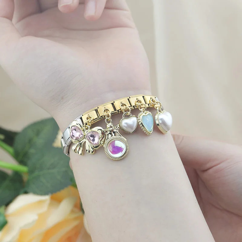 Charm Italiano Colgante - Colección Lujo Rococó (Lazos, Corazones y Perlas)