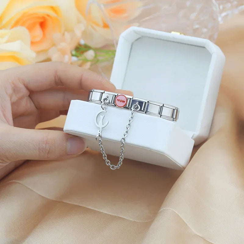 Charm Italiano Doble - Cadena con Silueta Colgante (Familia, Búho, Gato)