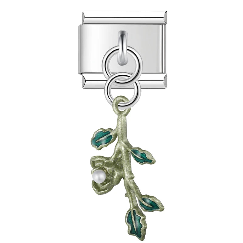 Charm Italiano Colgante - Colección Hojas Botánicas (Plata y Oro)