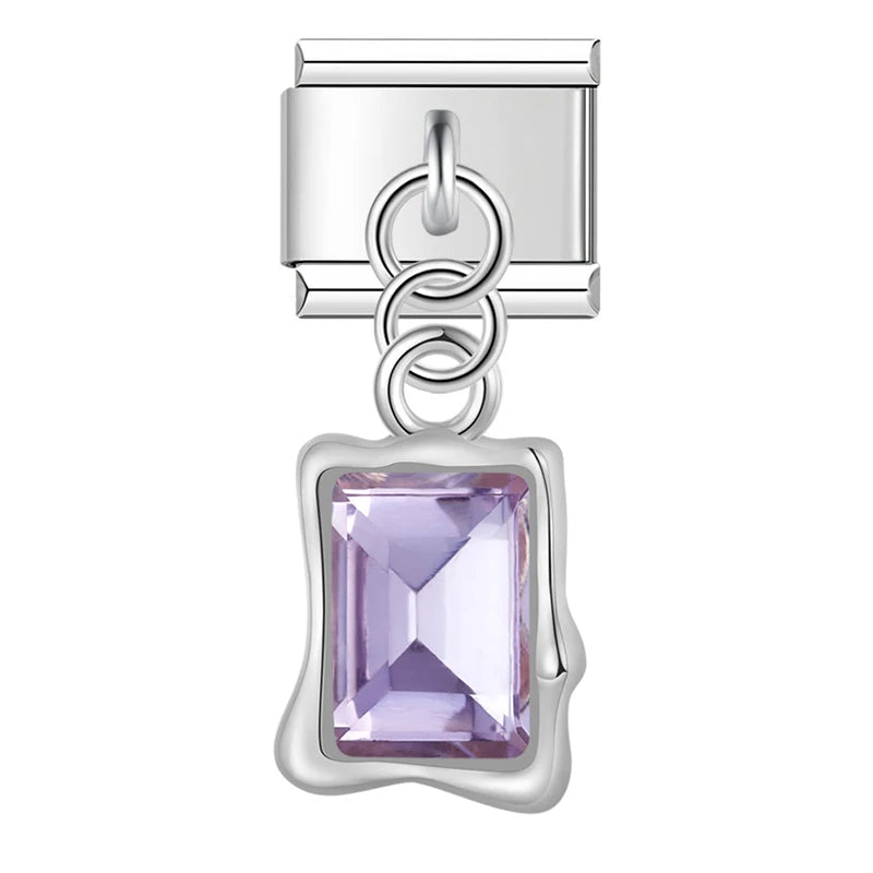 Charm Italiano Colgante - Solitario Rectangular con Zirconia (Lujo Geométrico)