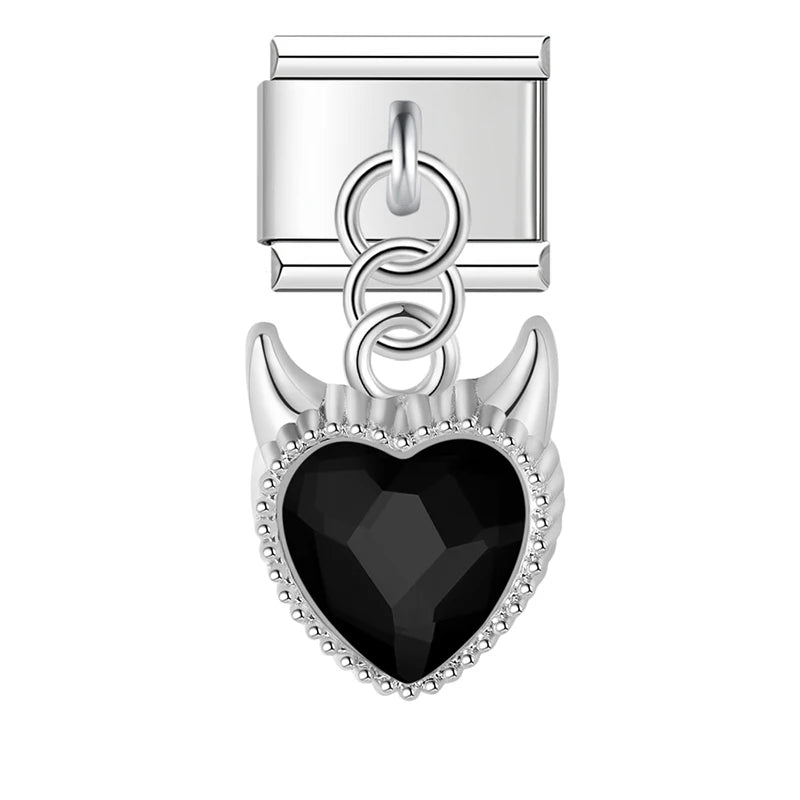 Charm Italiano Colgante - Corazón Gótico de Zirconia (Lujo Edgy)