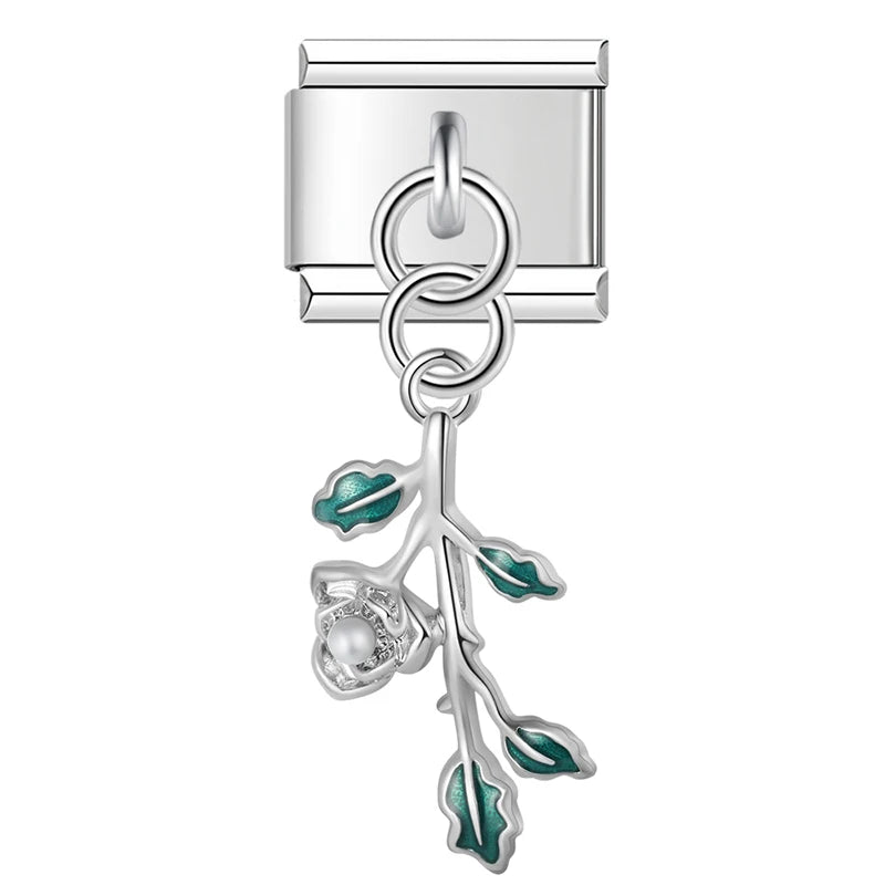 Charm Italiano Colgante - Colección Hojas Botánicas (Plata y Oro)