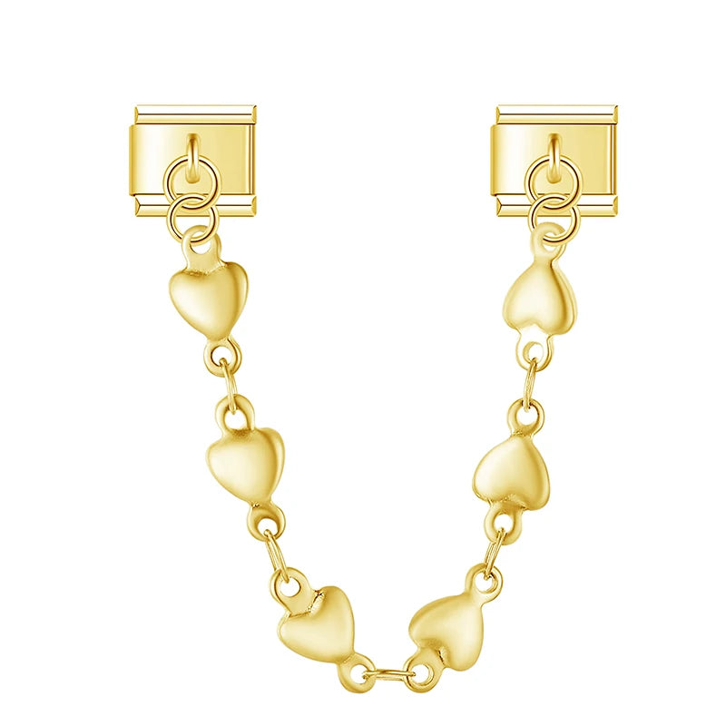 Charm Italiano Doble - Cadena de Motivos Arcoíris (Mariposas y Corazones)