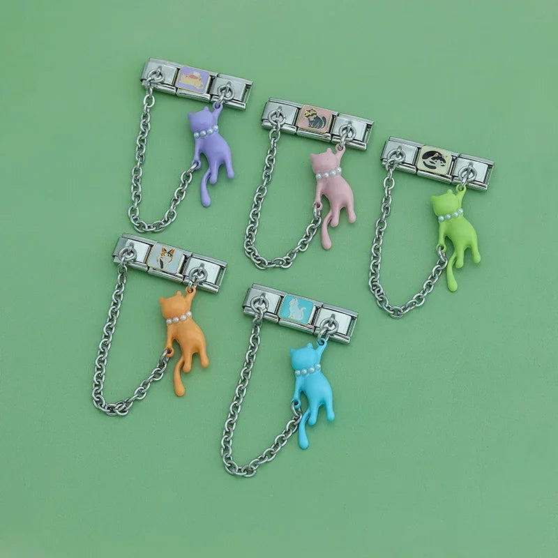 Charm Italiano Doble - Cadena con Gato Escala (Mascota Divertida)