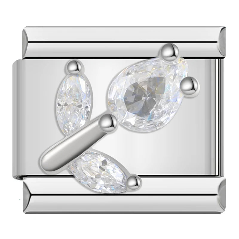 Charm Italiano Plano - Colección Romance Real (Coronas, Alas y Cristales Brillantes)