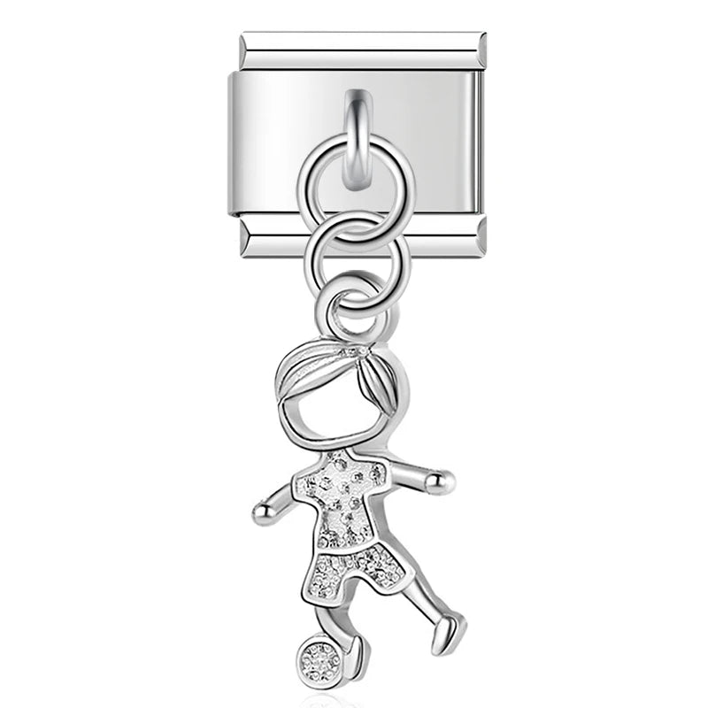 Charm Italiano Colgante - Colección Naturaleza y Familia (Niños, Flores, Luna)