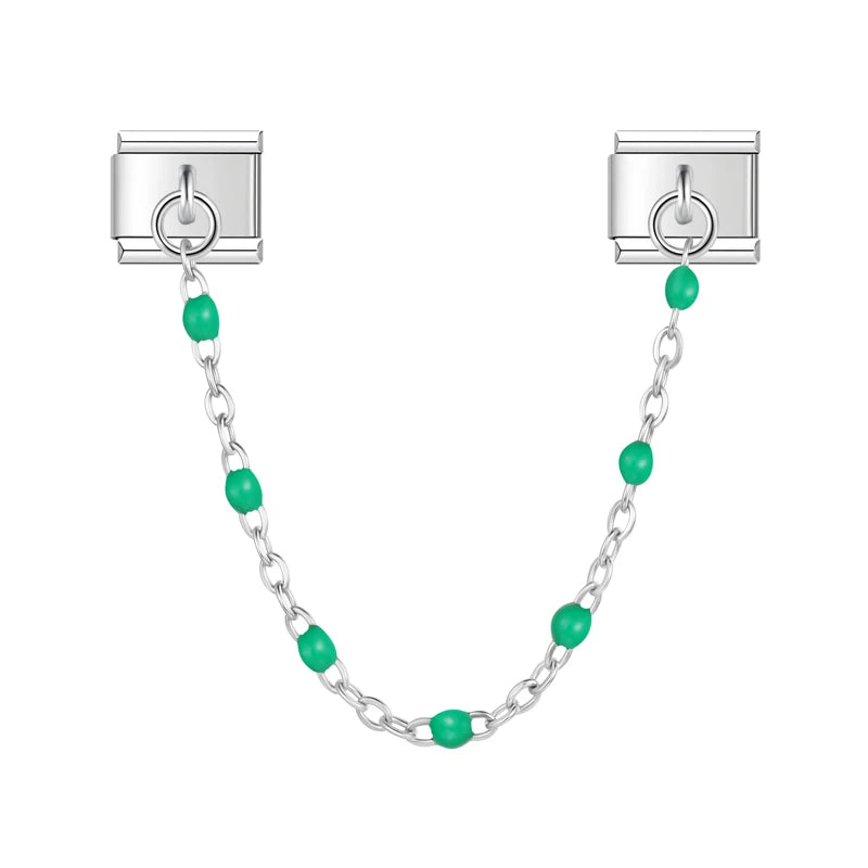 Charm Italiano Doble - Cadena con Cuentas de Color (Toque Minimalista)