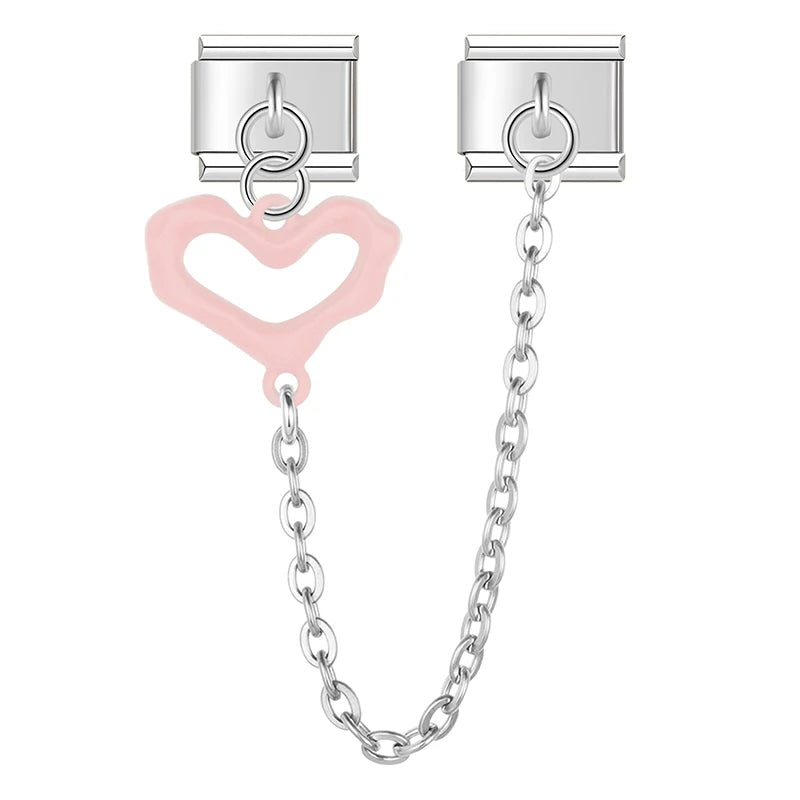 Charm Italiano Doble - Cadena con Corazón (Conector de Amor)