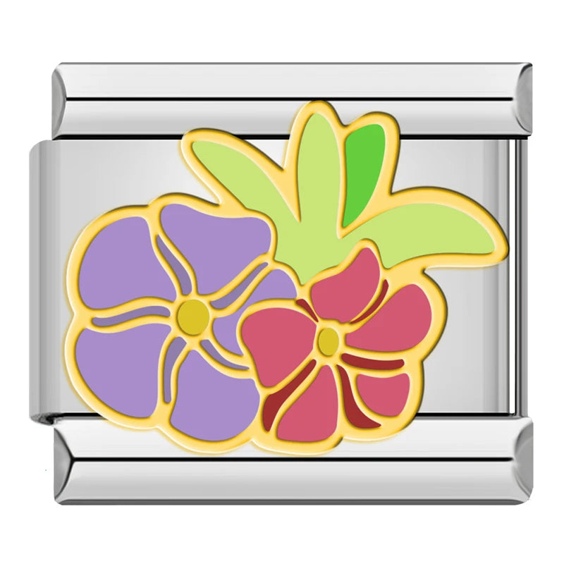 Charm Italiano Plano - Colección Flores Románticas (Ilustración Pastel)