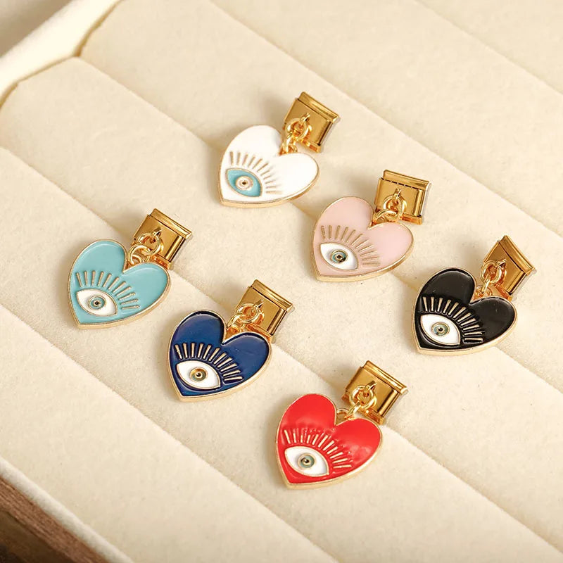 Charm Italiano Colgante - Corazón Protector "Evil Eye" (Varios Colores)