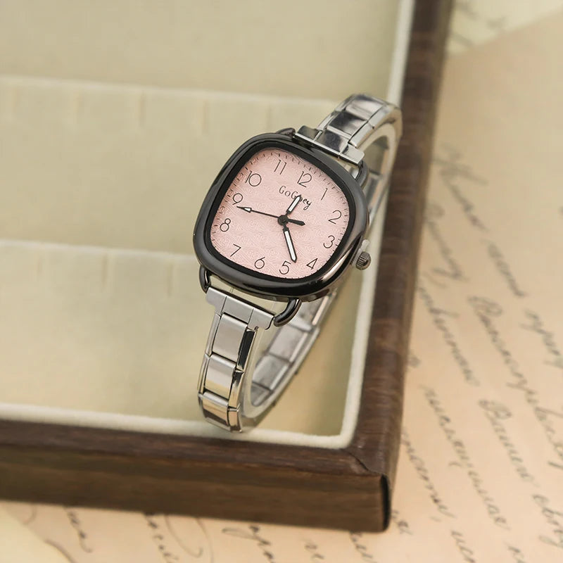 Reloj Base Modular - Diseño Cuadrado con Esfera de Color (Compatible Charms 9mm)